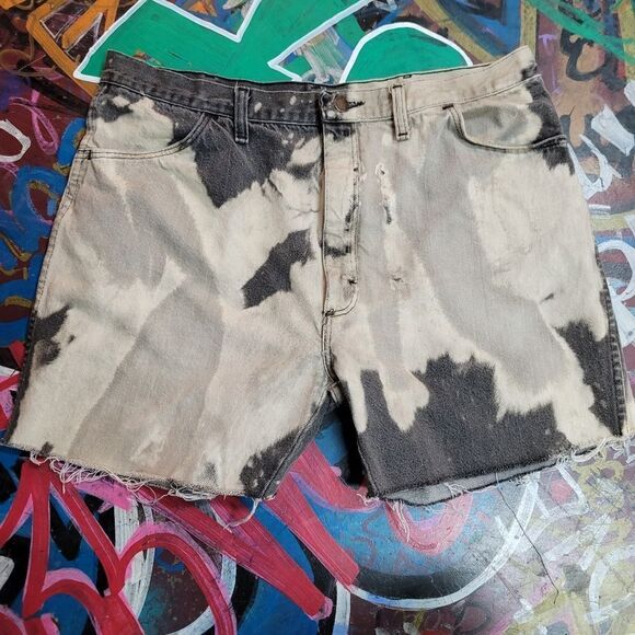 Rustler Men's Custom Reverse Tie-Dye Denim Shorts Size 40 - Picture 1 of 7